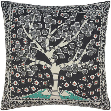handmade Traditional Pillow Black Beige  SQUARE handmade Silk Throw Pillow